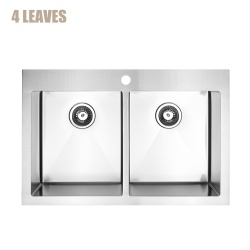Topmount handmade stainless steel double bowl sink